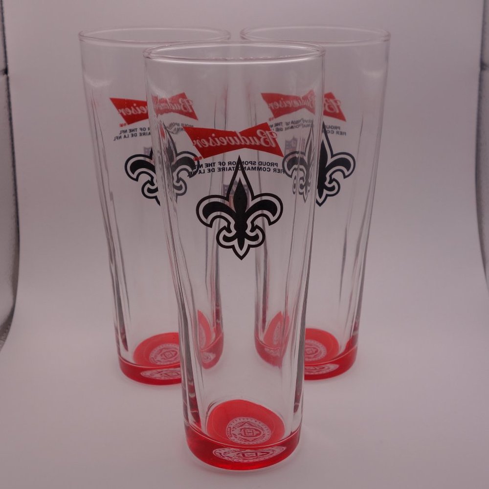 Set of Three New Orleans Saints Budweiser Proud Sponsor of the NFL Beer Glasses